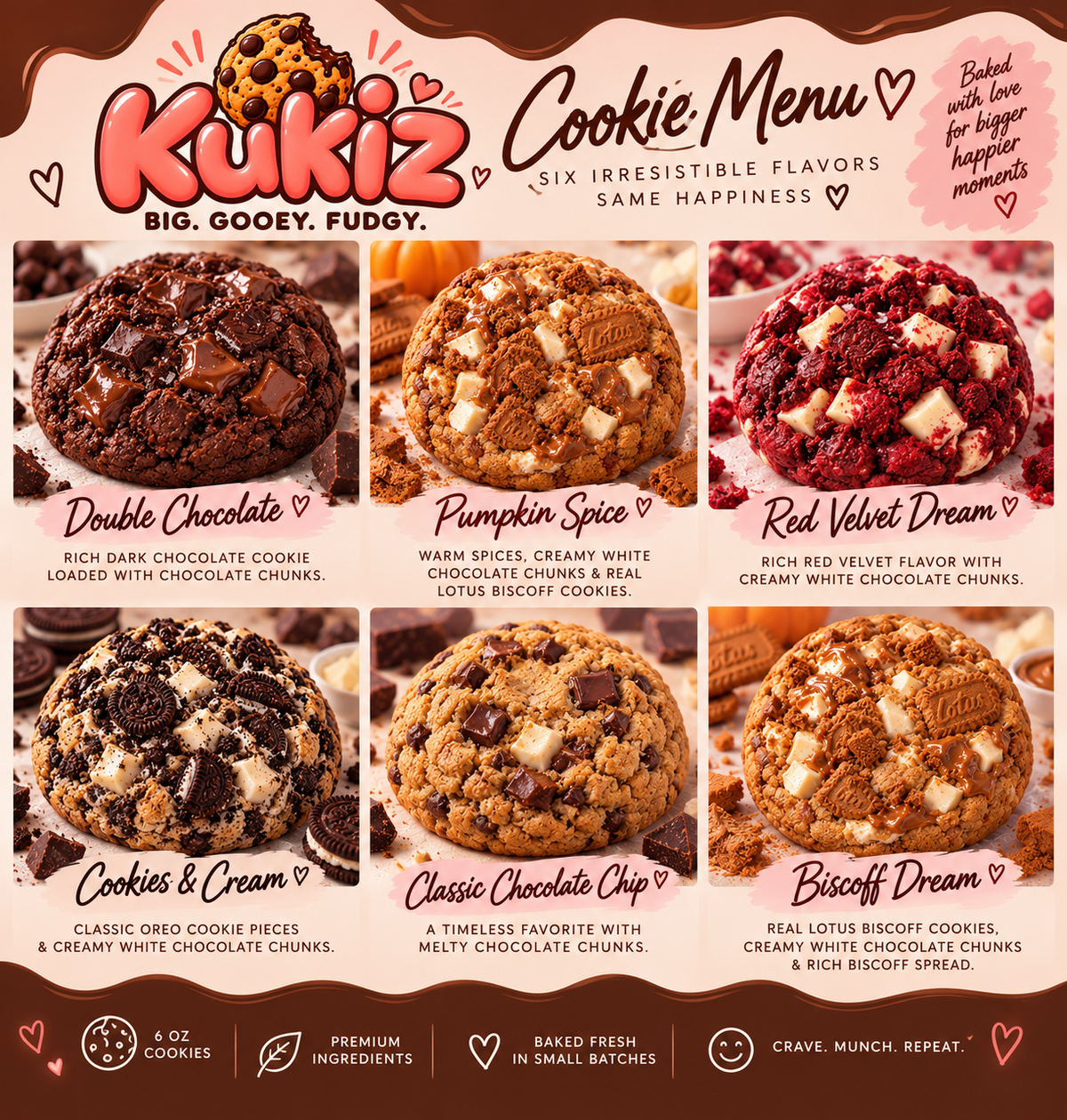 KUKIZ September Cookie Box 🍪 Assorted 6 Big Cookies 6oz each 🍪