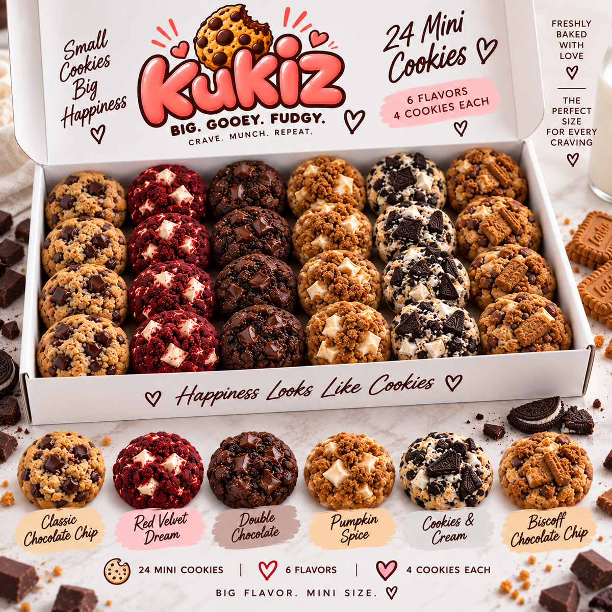 KUKIZ September Party Box 🍪 Assorted Mini Cookies 3oz each 🍪