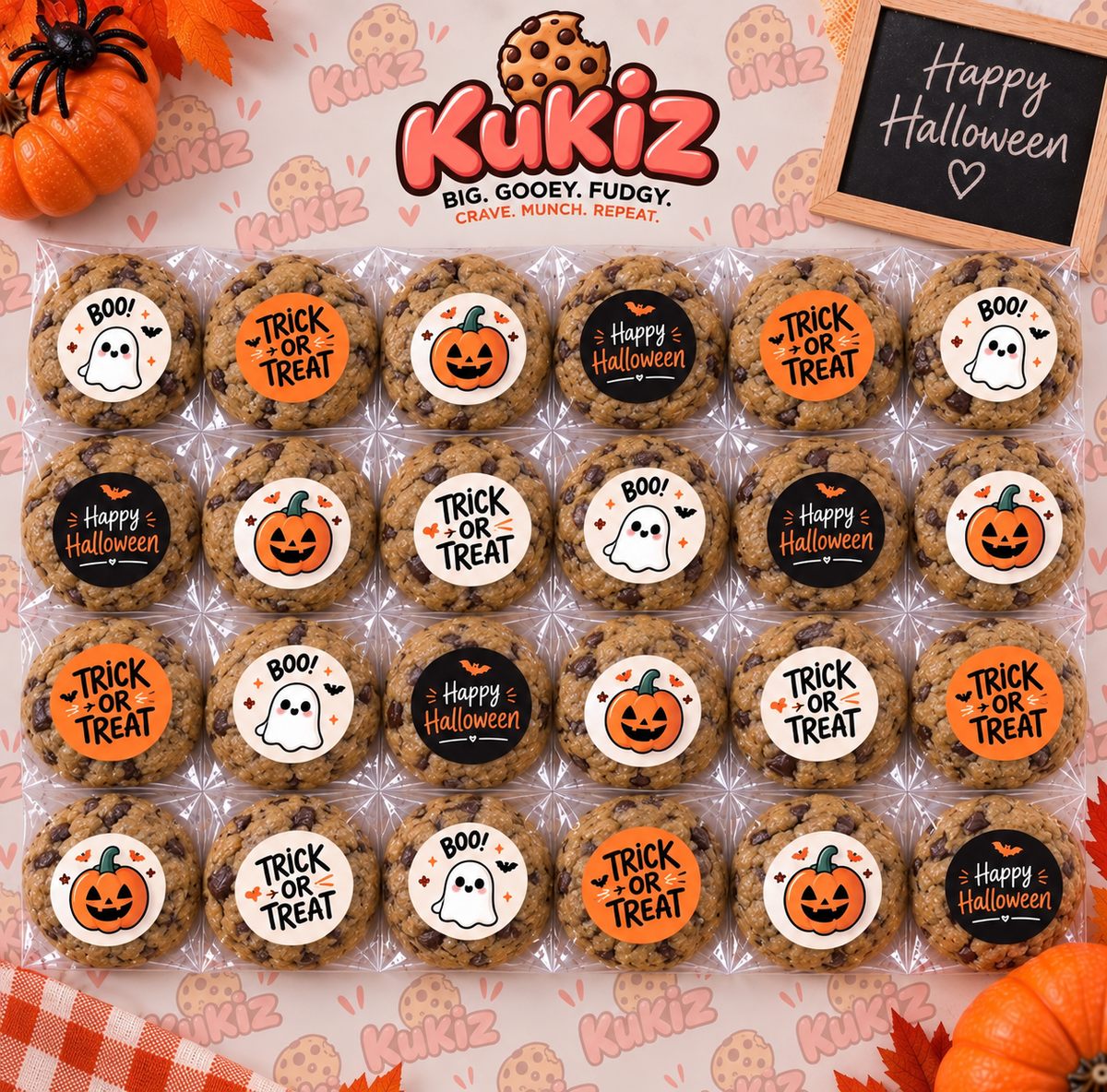 KUKIZ  Halloween Cookies 🎃👻 24 Mini Classic Chocolate Chip Cookies 3oz each